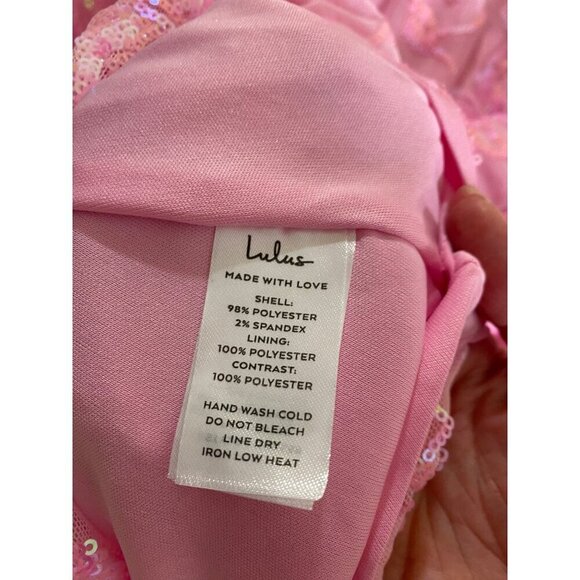 NWT Lulu's Women's Pink Glittering Excellence Sequin Lace Up Maxi - XL - Picture 16 of 16